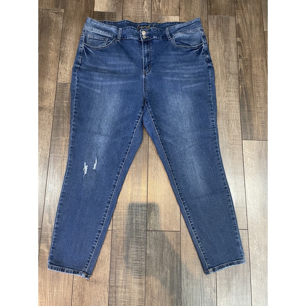 Copperflash Distressed stretch jeans high rise slim straight Leg Women's Size 22